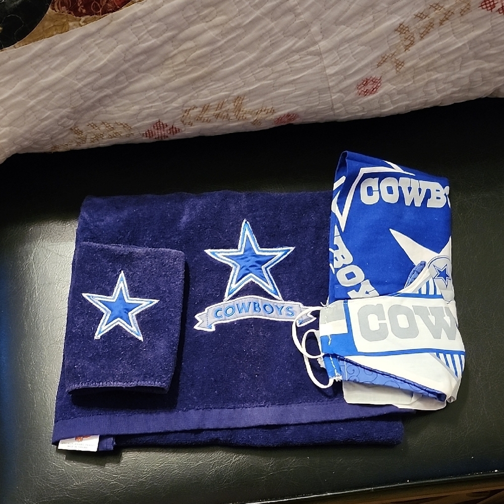Blue Cowboys Towel and Bandana Set